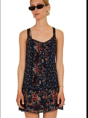 Abercrombie & Fitch Navy Floral Button-Front Camisole Dress/Tank